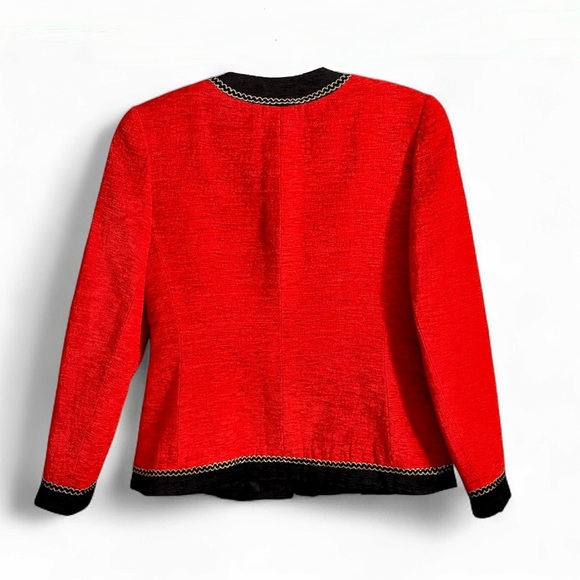 ⭐️ Vintage 1970’s Ann Ciona Red & Black Embellished Fitted Blazer - PTP 19.5 - Picture 3 of 4